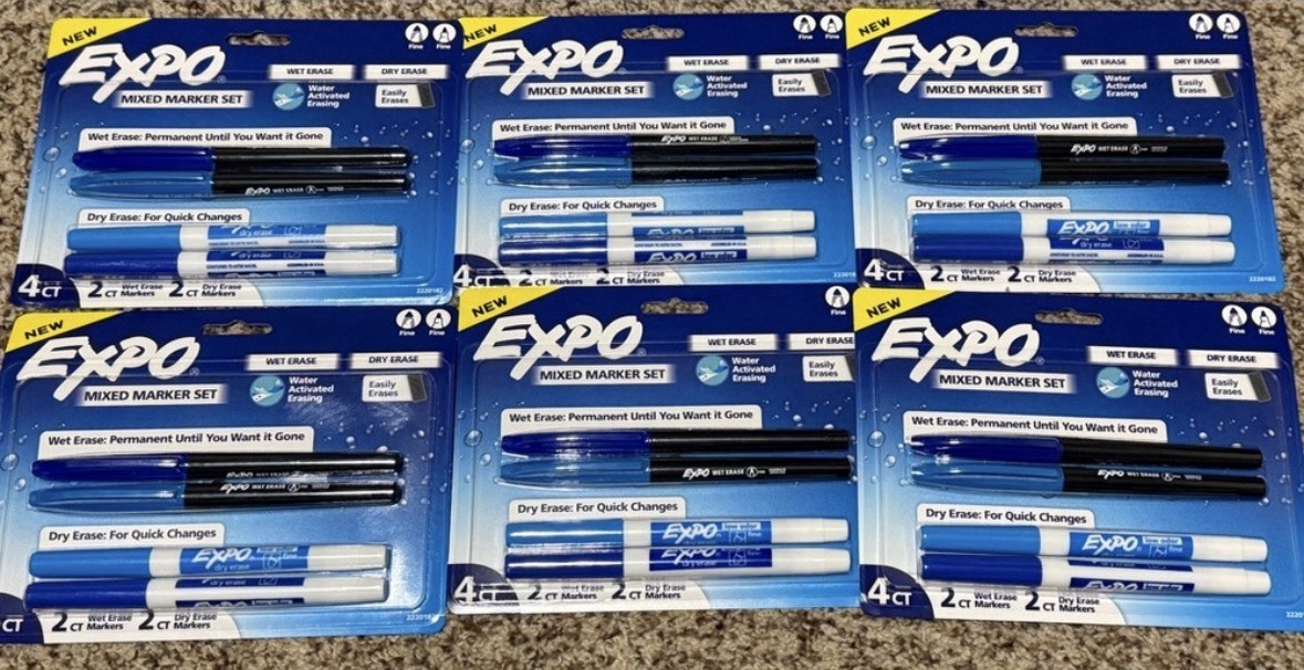 BRAND NEW 18 packs Expo Mixed Marker Set Wet & Dry Erase Fin