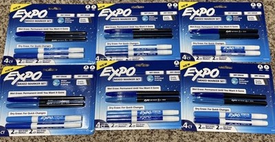 BRAND NEW 18 packs Expo Mixed Marker Set Wet & Dry Erase Fine Tip Markers, 4 ct 