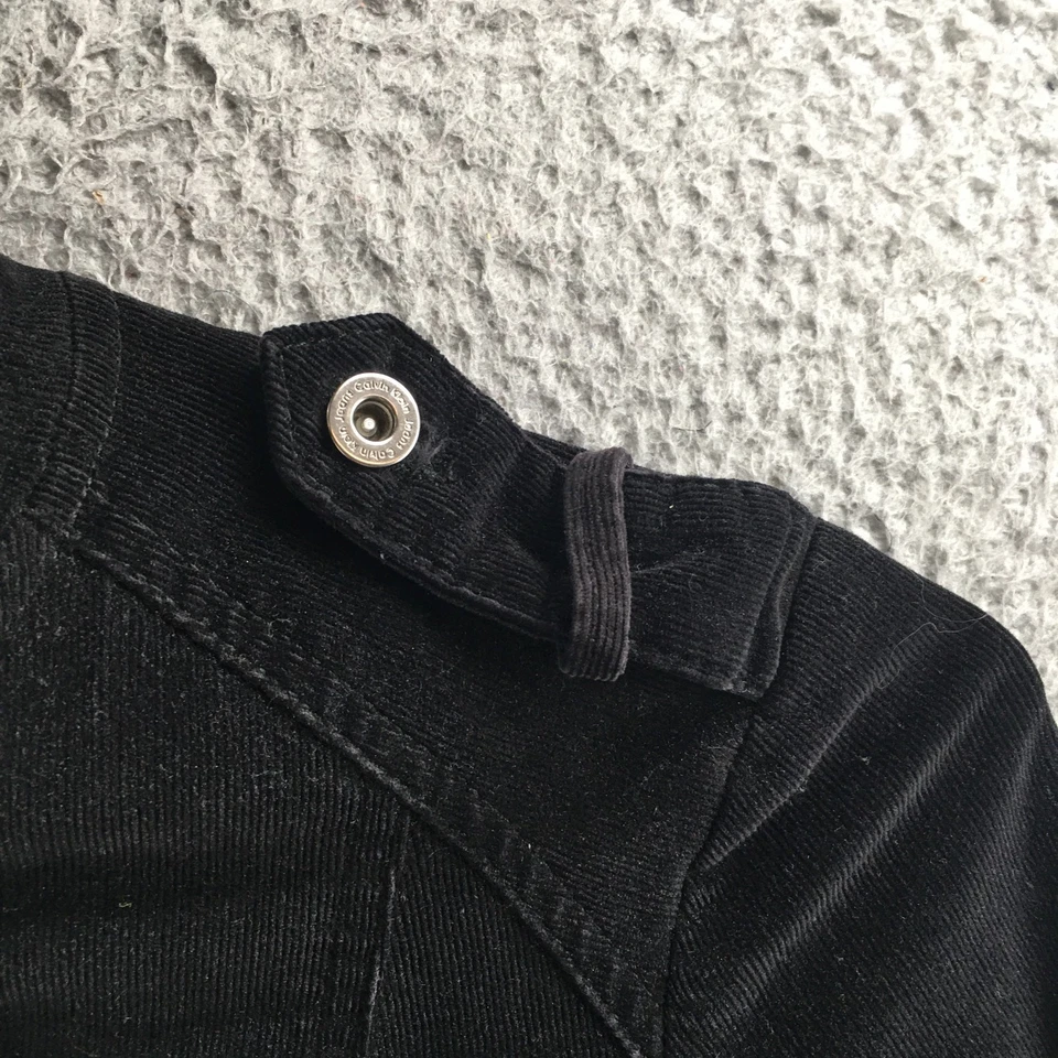 Chaqueta de pana Calvin Klein Jeans para mujer grande negra manga larga abotonada Y2K Foto 4 de 4