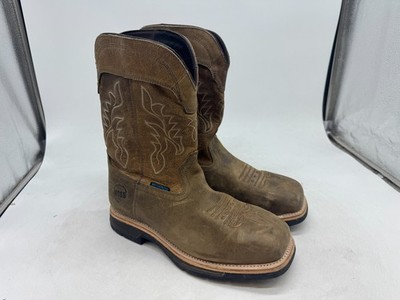 Hoss Brisbee Distressed Boots Men's Brown Pull-On Waterproof Comp Toe - 10.5