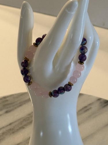 Natural Stones Beaded Bracelet Set Love & Empathy Bohemian Style 2 Bracelets - Picture 5 of 11
