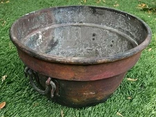 RARE Antique Copper Cauldron Pot vintage 17.8 Lb
