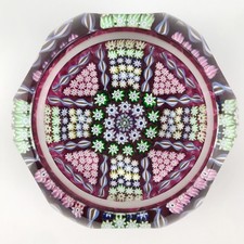 Perthshire PP33 1979 Millefiori Maltese Cross Radial Twist Faceted Paperweight