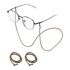 6 Pcs Leather Glasses Chain, Eyeglasses Chain with Lanyard, Khaki