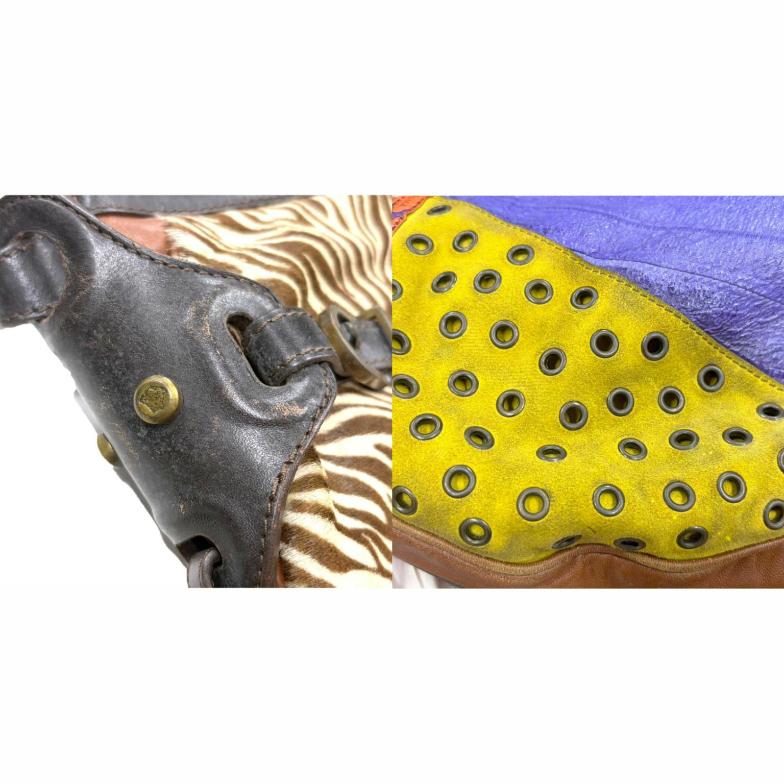 Gianni Versace Patchwork Leather Handbag Multi Co… - image 9