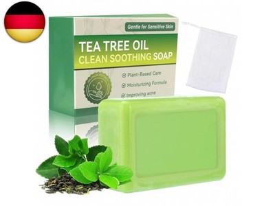 Teebaumseife, Naturseife Tea Tree Oil Soap Bar für Gesicht & Körper, Feste S
