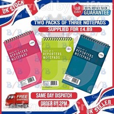 PACK OF 6 NOTE PAD SPIRAL SHORTHAND REPORTER NOTEBOOK NOTEPAD PAPER RULED LINED