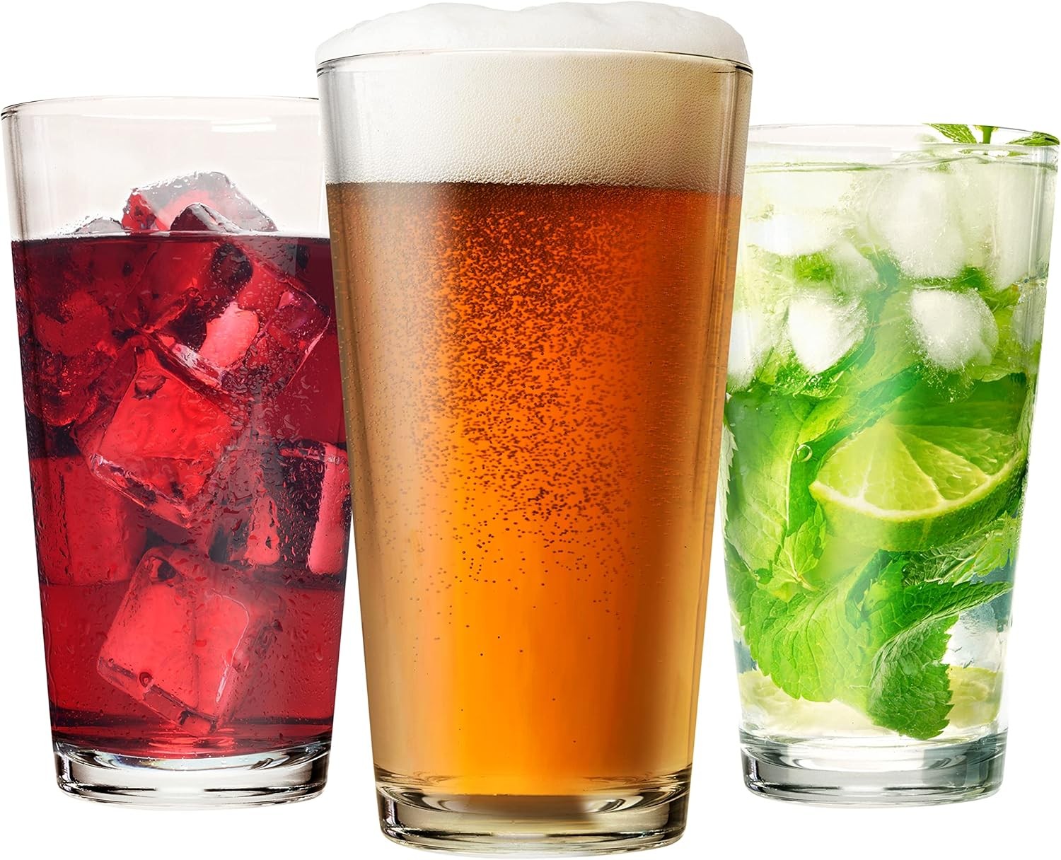 Set of 12 Drinking Glasses 16 oz Highball Glasses Water Glass Cups Pint Glass