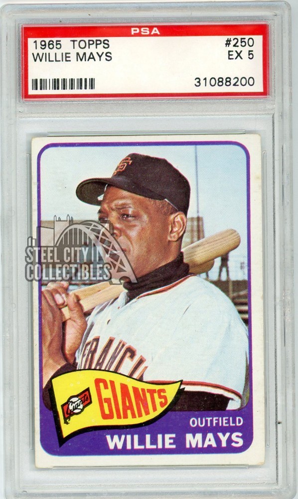 Willie Mays 1965 Topps Baseball Card #250 PSA 5