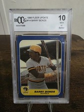 GRADED 1986 Fleer Update Barry Bonds ROOKIE Card Pirates BCCG 10 Mint or Better. rookie card picture