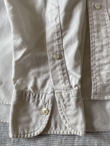 Drake's Inverted Pleat Oxford Shirt 16/41 White UK Made Button Down Spread L - Picture 14 of 17