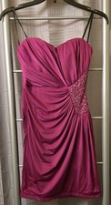 Way-In Women's Size 1 Fuschi Sequin Strapless Short Mini Dress Honecoming Prom