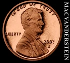 2003-S Lincoln Memorial Cent Proof — photo from another recent sale