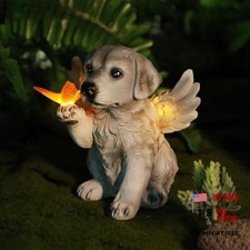 Solar Angel Dog Statue - Memorial Gift for Loss of Dog, Lawn Porch Patio