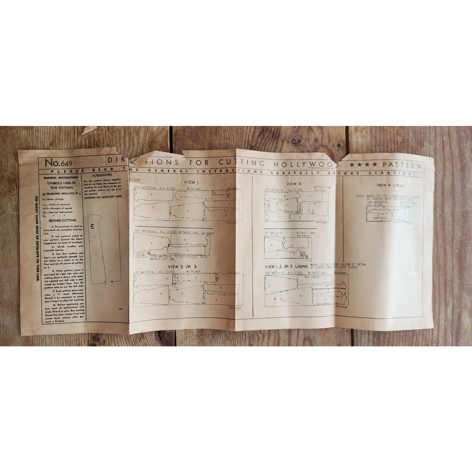 Vintage 40s Sewing Pattern ORIGINAL: Cape Short Long Hollywood Patterns 649 - Image 4 of 4