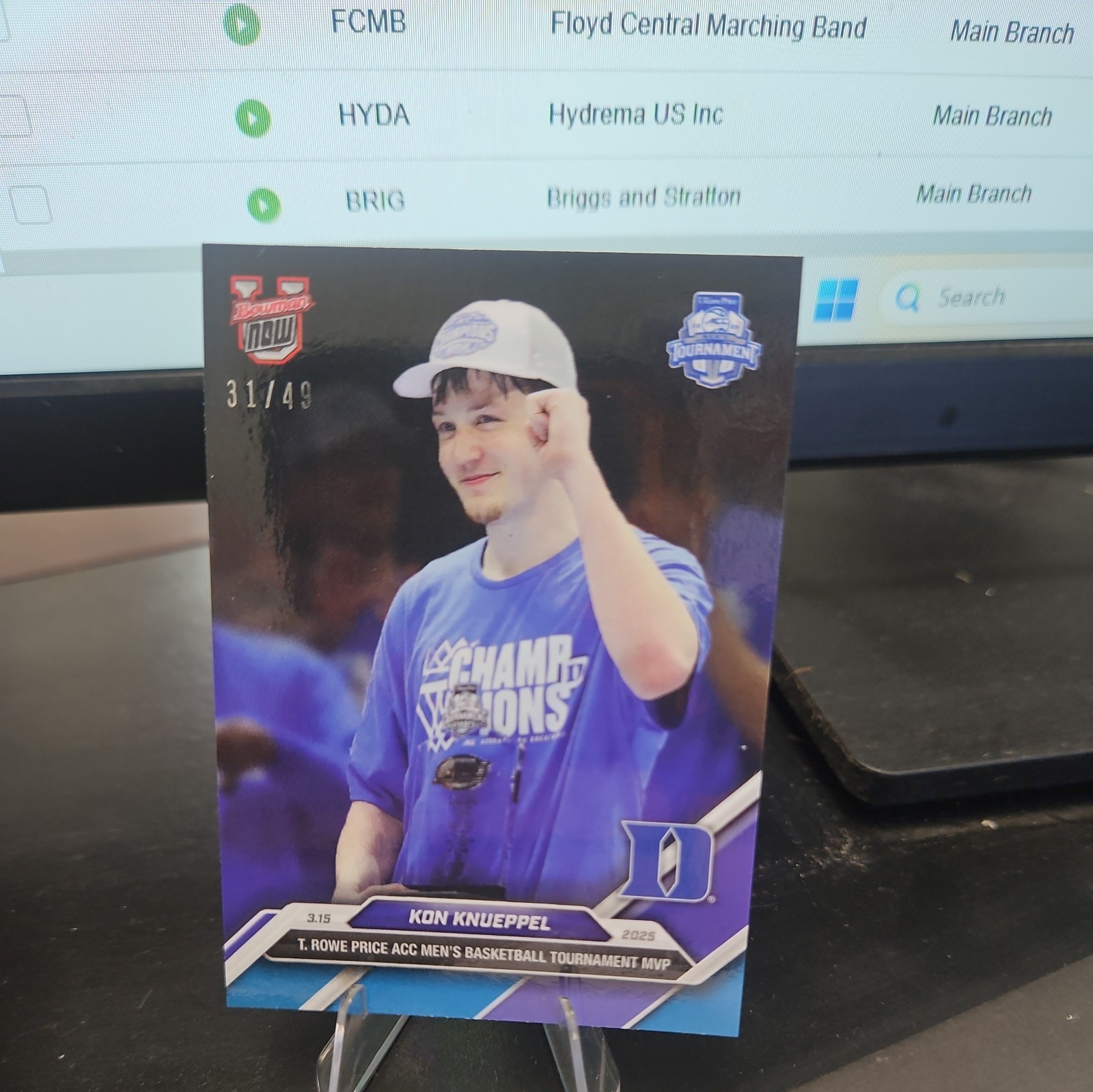 Kon Knueppel Duke 2024-25 Bowman U NOW Basketball Card 86 Blue Parallel 31/49