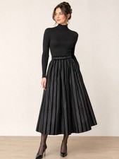Vintage Farinae Collection Skirt Small Black Midi Maxi Taffeta Cocktail