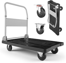 Heavy-Duty Foldable Push Cart Dolly, 660 Lbs Capacity, Easy Storage Flatbed Truc