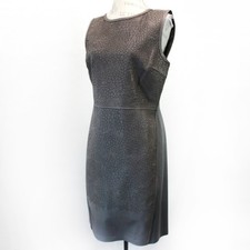 Elie Tahari Bloomingdale's 100% Leather Dress Bodycon Sleeveless Zip Modern 12
