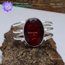 925 Sterling Silver Garnet Gemstone Daughter Channel Set Band Promise New Ring