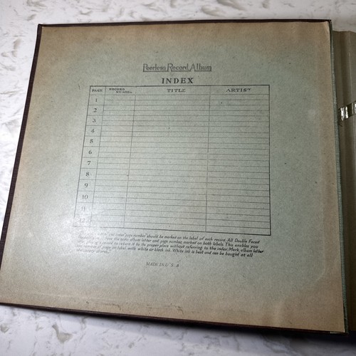 Peerless Early 1900s 78 rpm 12” Record Storage Album Holder Binder 12 Sleeves - Picture 3 of 18