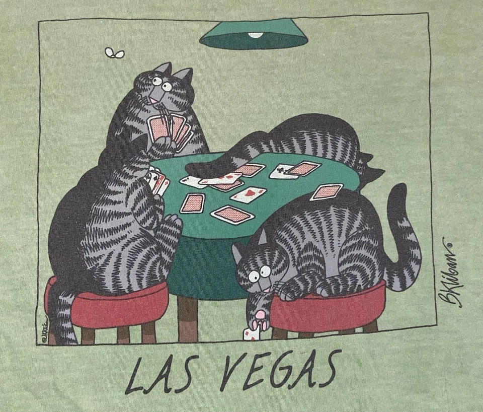 Vintage Crazy Shirts Hawaii B Kliban Cat T Shirt Men's 2XL Las Vegas Poker Tee - Image 4 of 4