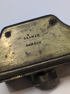 ANTIQUE BRAMAH LONDON BRASS BOOK LEDGER LOCK JOSEPH BRAMAH PATENT NO KEY