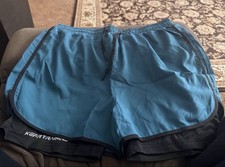 KEFR TRAINING Mens 2-in-1 Athletic Shorts Teal Black Compression Liner Size M