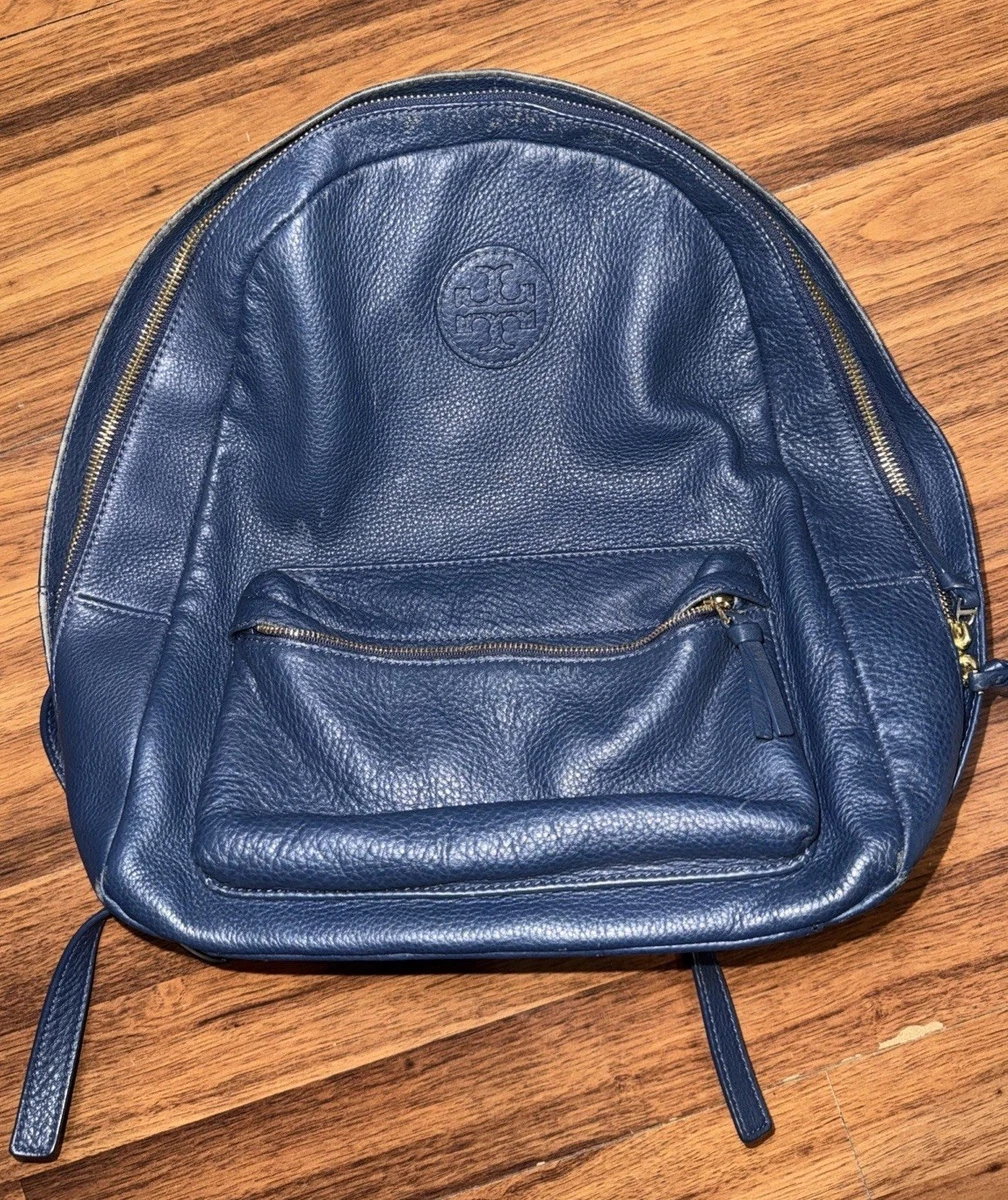 Tory Burch Kellyn Navy Blue Drawstring Backpack Denim Canvas 12x13x7” Rare NWT Tory Burch Kellyn Navy Blue Drawstring Backpack Bag  main image 4