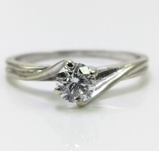 14K White Gold 0.25ct. Diamond Solitaire Engagement Wedding Ring Size 7 FZZ