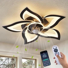 Ceiling Fan with Lights Remote Control, 24" Black, 6 Speeds 3 Light Color Low...