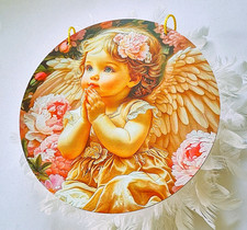 Wunderschöner Blumen-Engel, Hänge Deko mit passender Kordel, 20 cm.