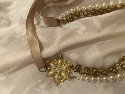 Miriam Haskell Inspired Neck.- Rows Of Faux Pearls, Goldtone Chain & Gold Balls - Picture 12 of 17