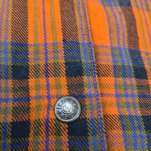 Men's Cat Lumberjack Shirt Long Sleeve Check Button Down Size M Orange G11-21 - Picture 9 of 20