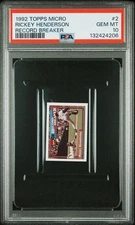 1992 Topps Micro Rickey Henderson #2 RECORD BREAKER PSA GEM MINT 10 💎 POP 9 🔥