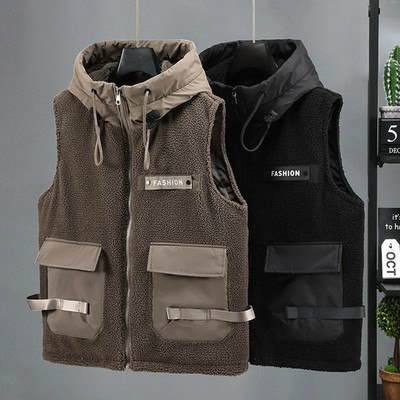 Winter New Fashion Men's Plus Size Casual Trendy Simple Basic Zipper Sleeveless 
