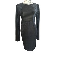 Vintage Windsor Black 90s Stretch Velvet Pinstripe Dress Size M MadeinUSA Party