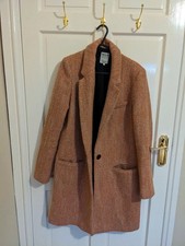 NOW £15!! ~ RARE SOLD OUT BLOGGERS FAVOURITE ~ZARA ORANGE TWEED BOYFRIEND COAT~L