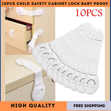 10Pcs Child Proof Safety Catch Cupboard Cabinet Door Drawer Lock Latch Baby Kids