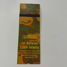 1st Battalion 128th Infantry Chippewa Falls Vintage Matchbook Cover TMB41-3