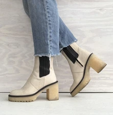 Free People James Women’s Cream Leather Heeled Chelsea Boots EU 37/ US Size 6.5
