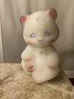 FENTON SATIN GLASS BERRIES & FLOWERS BEAR SIGNED S. HART
