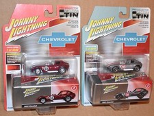 JOHNNY LIGHTNING 1963 CHEVROLET CHEETAH LOT OF 2 COLORS STORAGE TIN SERIES NEW
