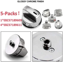 Cooktop Burner Control Knobs Silver Replacement for EBZ37189611/EBZ37189609