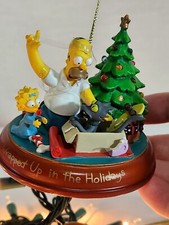 Vtg Simpsons Bradford Christmas Ornament Wrapped Up In The Holidays Homer Maggie