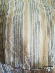 Pottery Barn Curtain Drapes Lined Linen Cotton Striped Beige