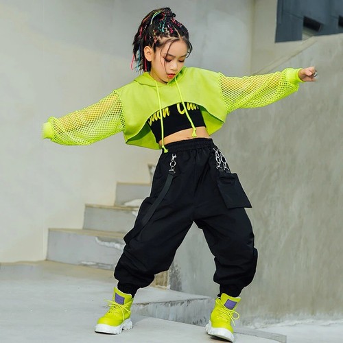Streetwear Kids Hip Hop Costume Jazz Dance Performance Rave Festival Party Set - Picture 6 of 17