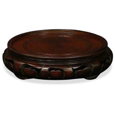 US Seller - 5.5 Inch Dark Brown Round Chinese Wooden Stand