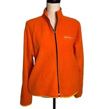 Tommy Girl Jacket Womens Large Orange Full Zip Pockets Long Sleeve High Neck