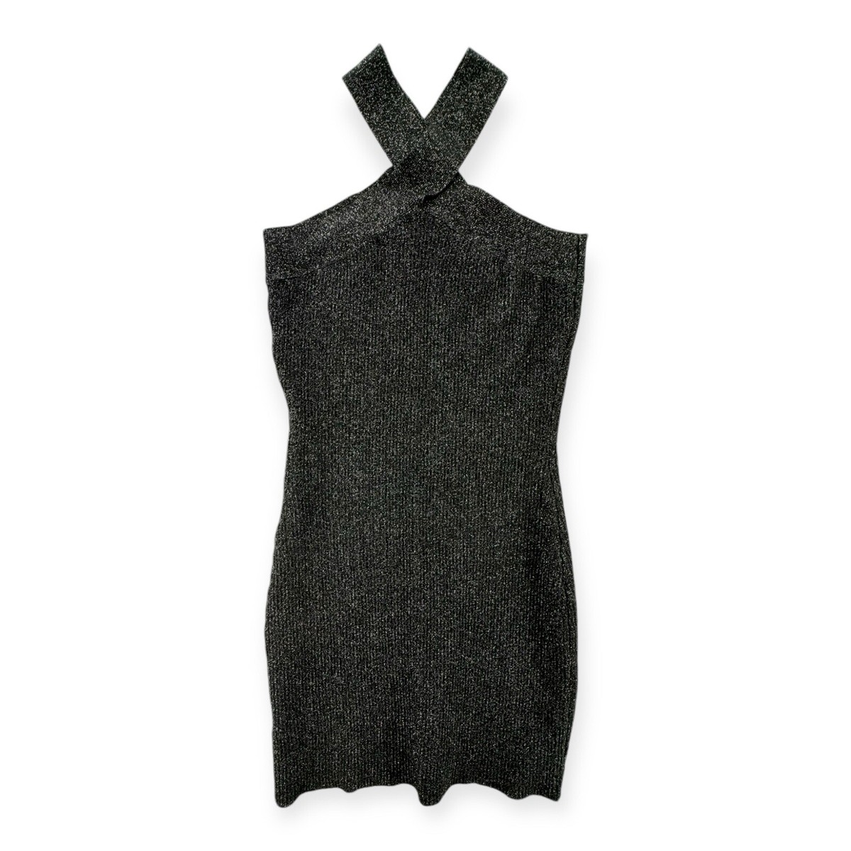 NWT Sincerely Jules Dress Womens Small Black Metallic Knit Halter Bodycon |  eBay